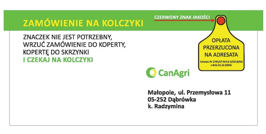 Koperta na zamówienie kolczyków Can Agri.