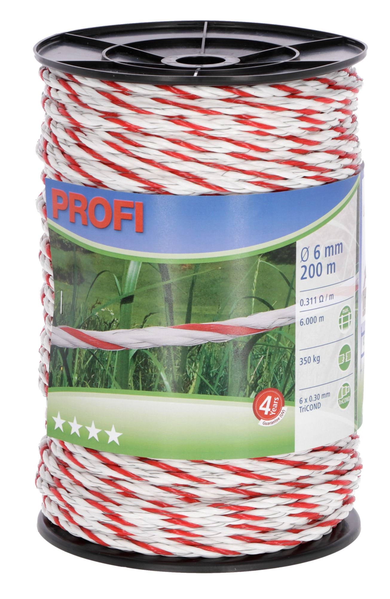 Linka PROFI 200 m, 6 mm, 6 x 0,30 mm, biało-czerwona