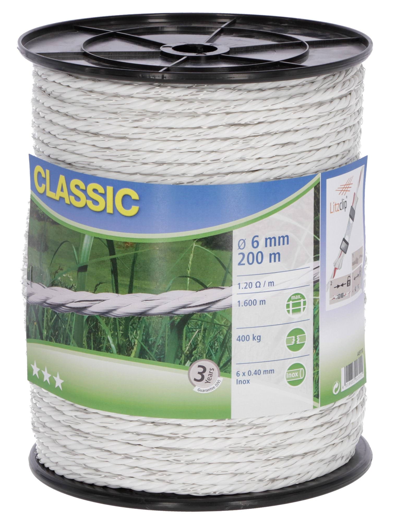 Linka ogrodzeniowa CLASSIC 200 m x 6 mm, biała, Kerbl
