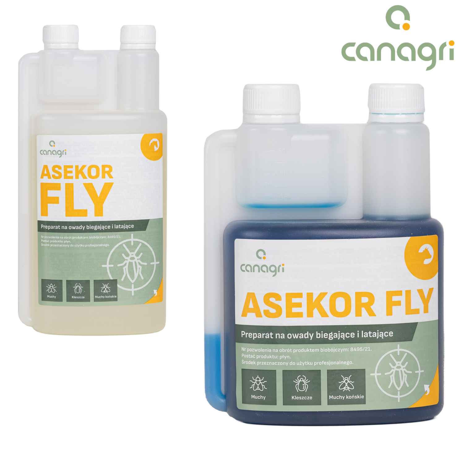 Preparat na owady latające i biegające ASEKOR FLY, niebieski/bezbarwny, 600 - 1000 ml, Canagri