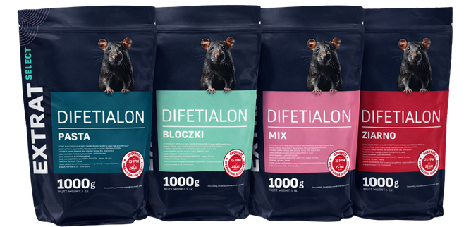 Trutka na myszy i szczury, różne formy, 1 kg, difetialon, Extrat Select